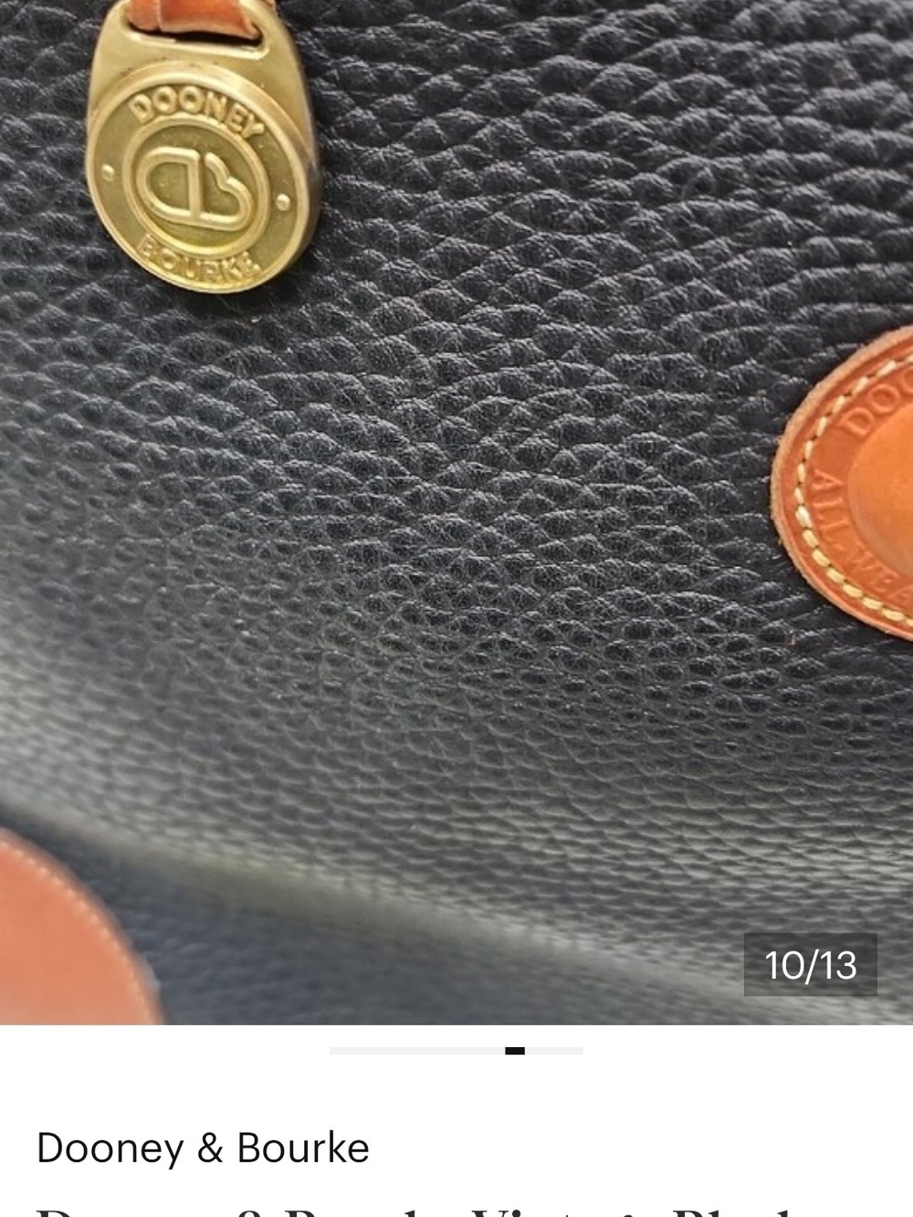 Dooney & Bourke Black with Brown Trim Leather Satchel - Picture 5 of 8